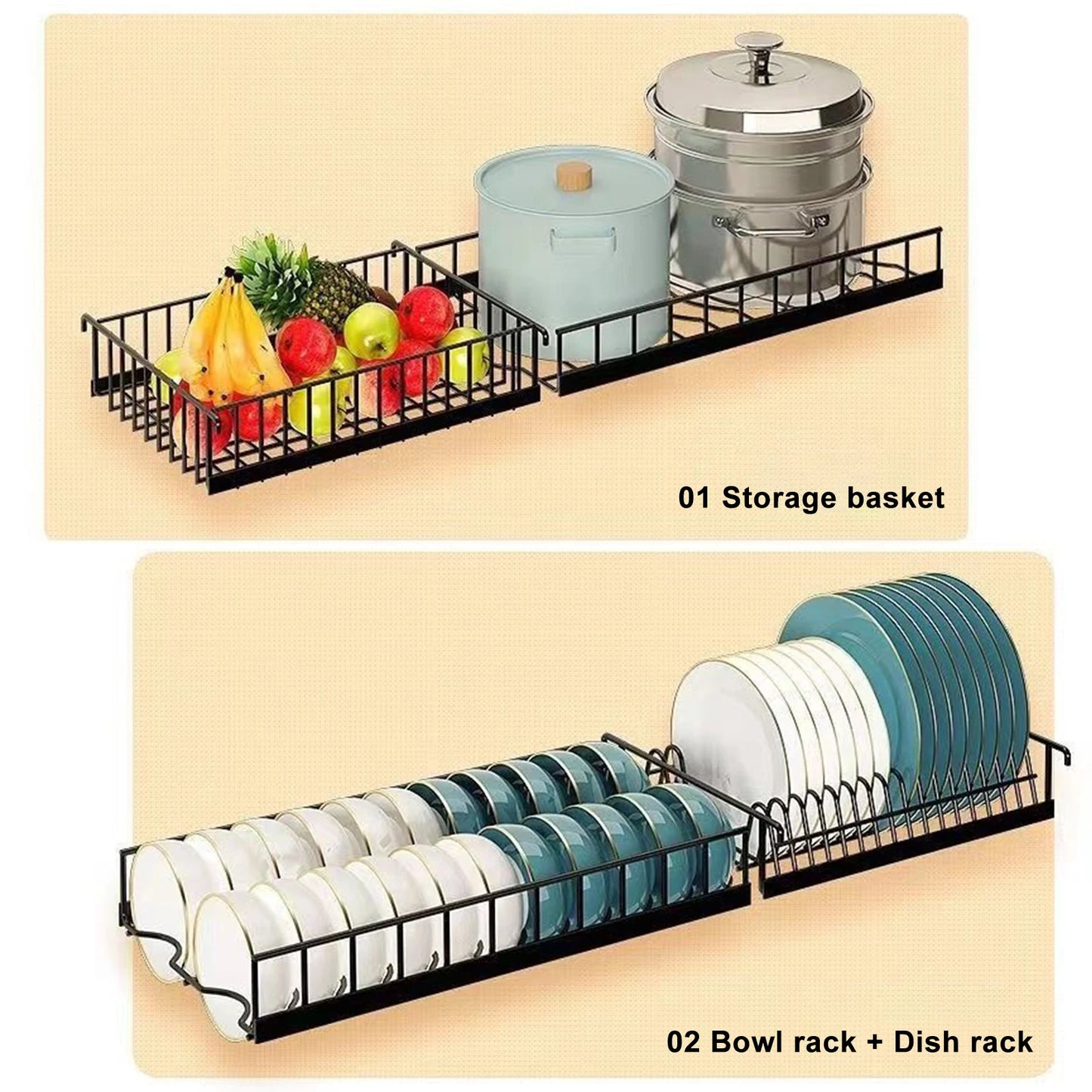 2 Tier Kitchen Storage Shelf Over Sink Adjustable Dish Drying Rack