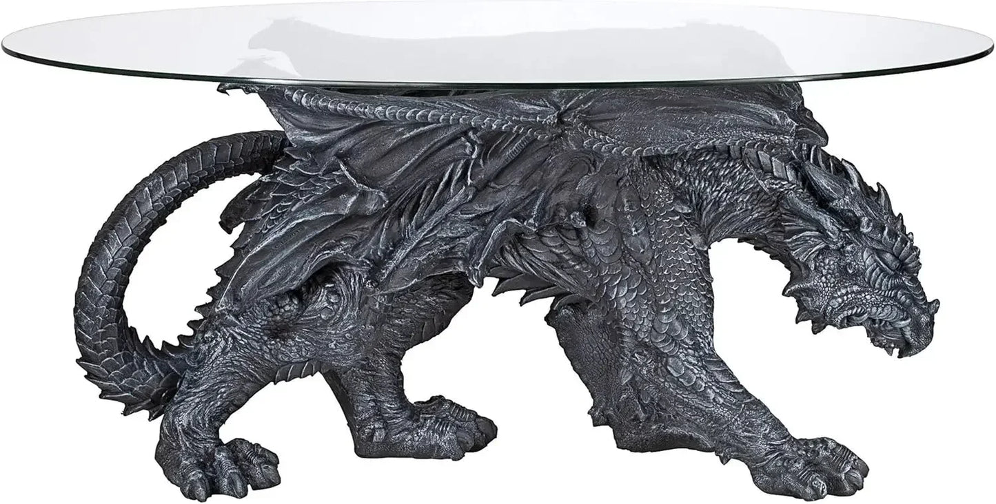 Warwickshire Dragon Gothic Coffee Table Polyresin Glass 39 Inch