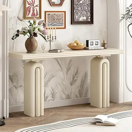 60 Inch Elegant Console Table Acacia Veneer Entryway Side Table