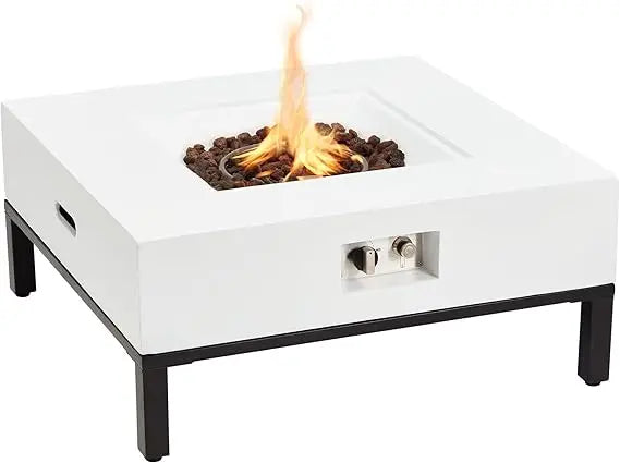 32 Inch Square Propane Fire Pit Table Outdoor Gas Fireplace Patio