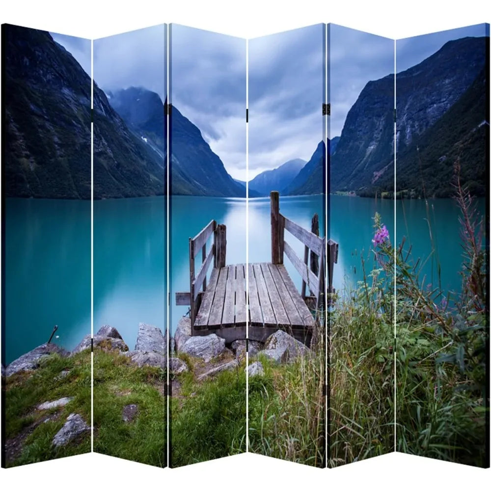 6 Panel Privacy Screen Room Divider Water Resistant for Home Office Living Room