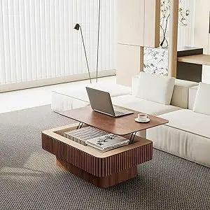 Modern Lift Top Coffee Table with Hidden Storage Oval Design 47.2"