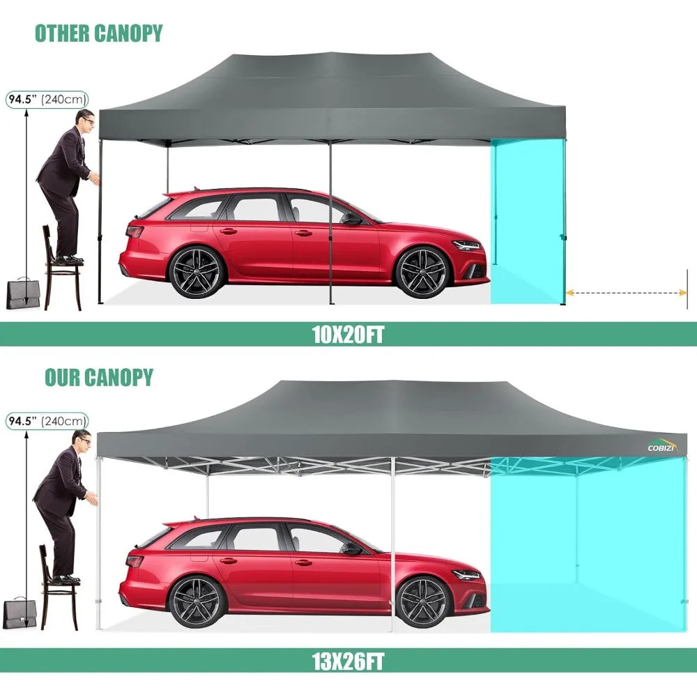 13x26 Heavy Duty Pop Up Tent Canopy with Sidewalls for Events Parties