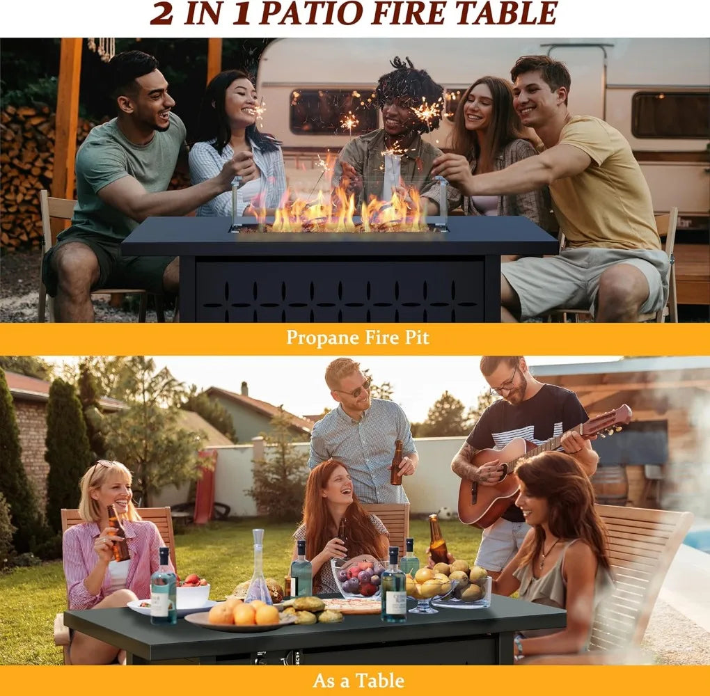 43 Inch Gas Fire Pit Table 50000 BTU Outdoor Rectangular Propane Firepit