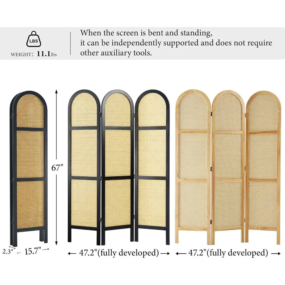 Ljustra Pine Wood Room Divider Folding Privacy Screen Freestanding 5.6 Ft