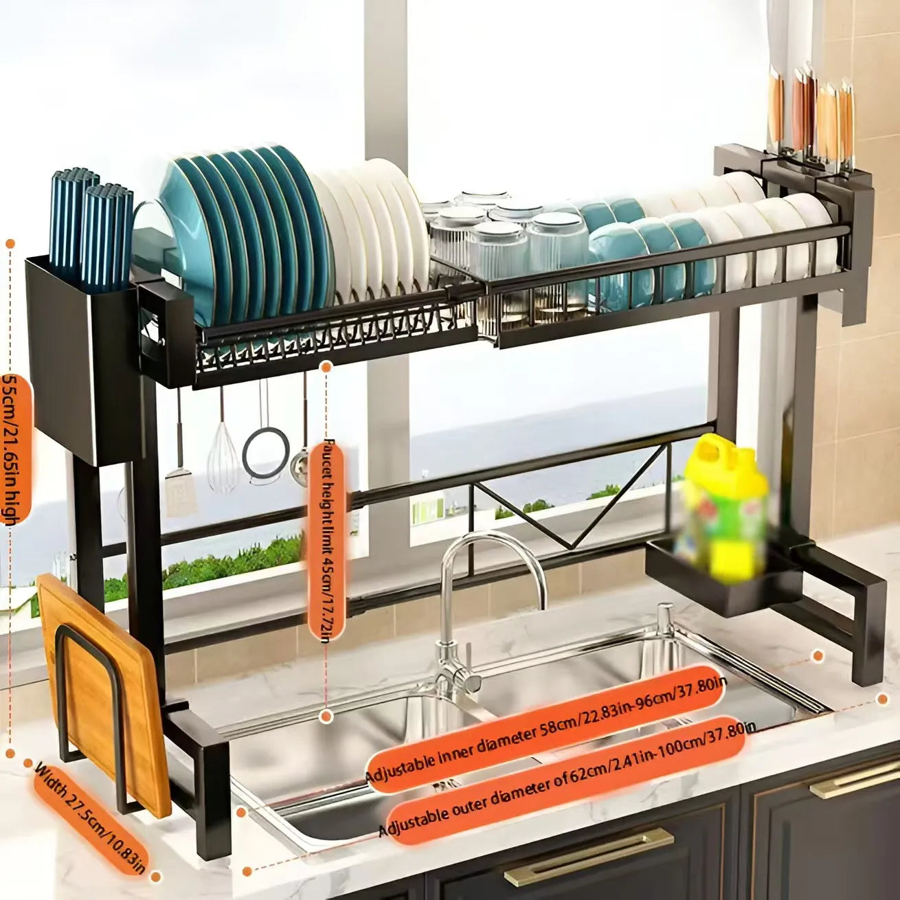 Expandable Cutlery Storage Drain Rack Kitchen Organizer Sink Shelf