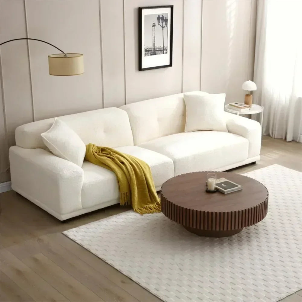 Round Coffee Table Wood Living Room Farmhouse Mid-Century Center Table