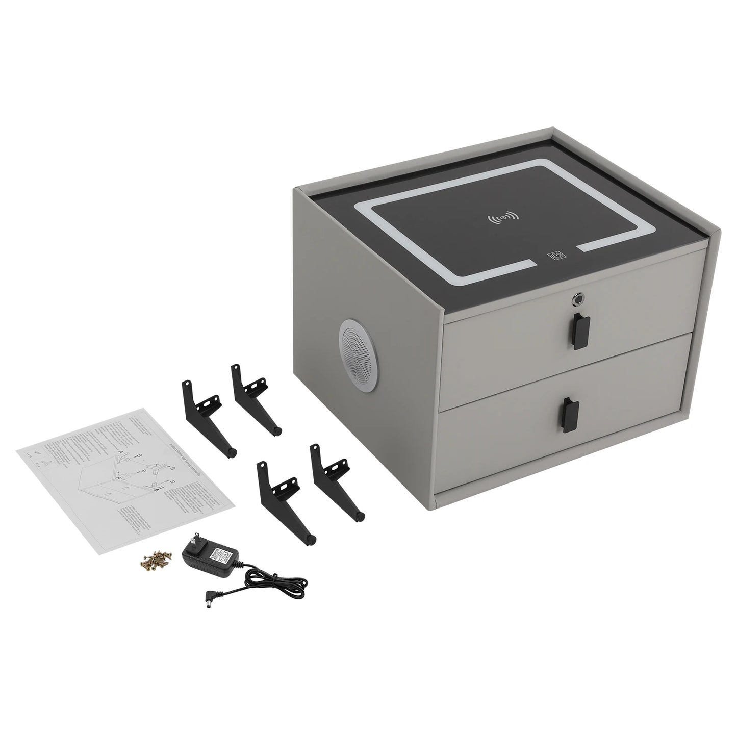 Smart Bedside Table with Bluetooth Speaker USB Wireless Charging and Light