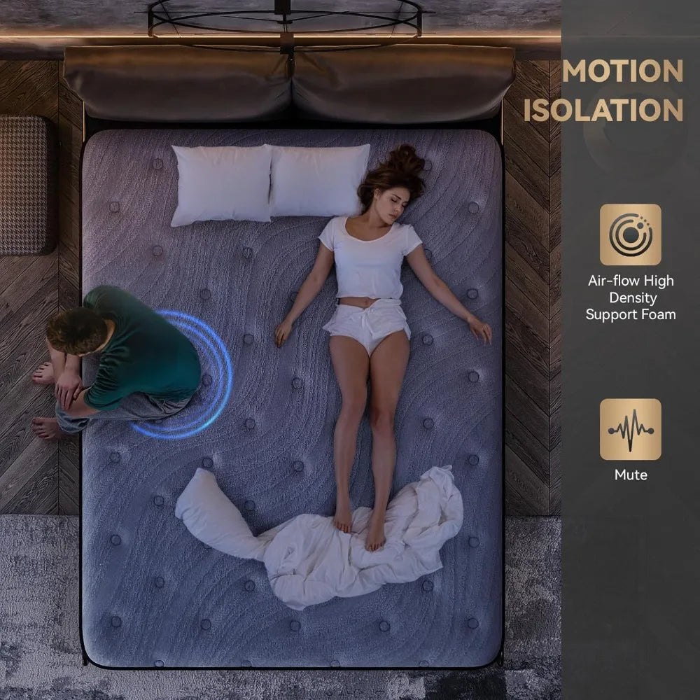 Ljustra Queen Mattress 12 Inch Hybrid Gel Memory Foam Medium Firm