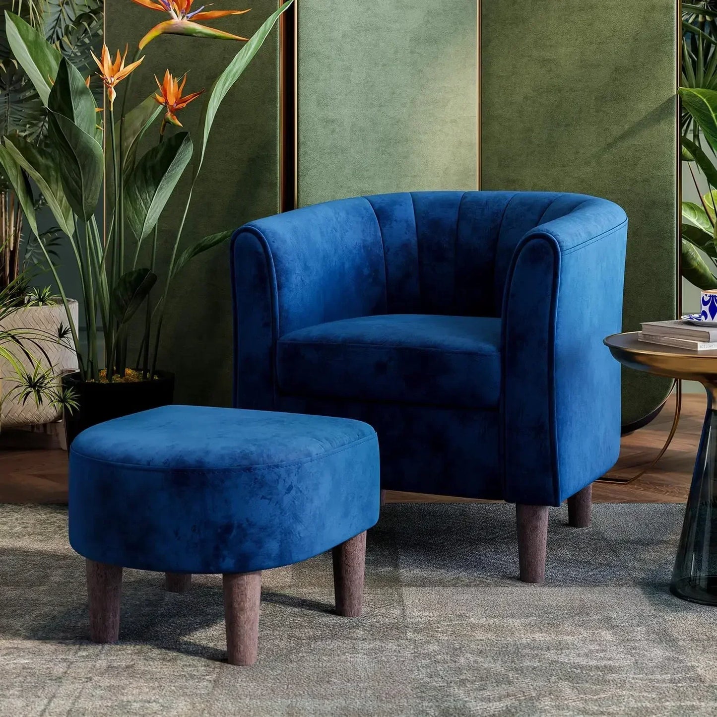 Ljustra Velvet Barrel Accent Chair Modern Comfy Reading Chair Living Room