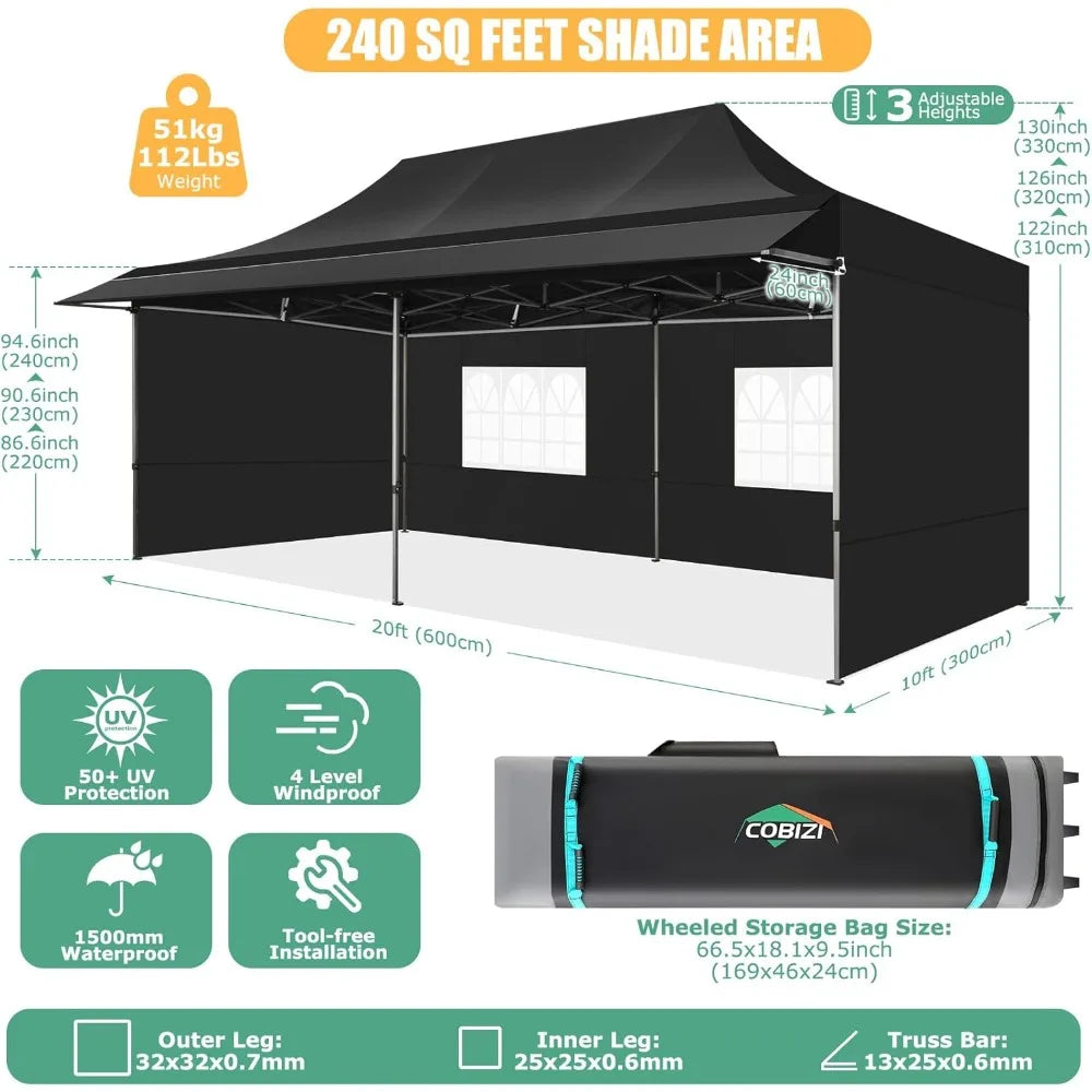 10x20 Pop Up Canopy Tent Heavy Duty Waterproof Commercial Outdoor