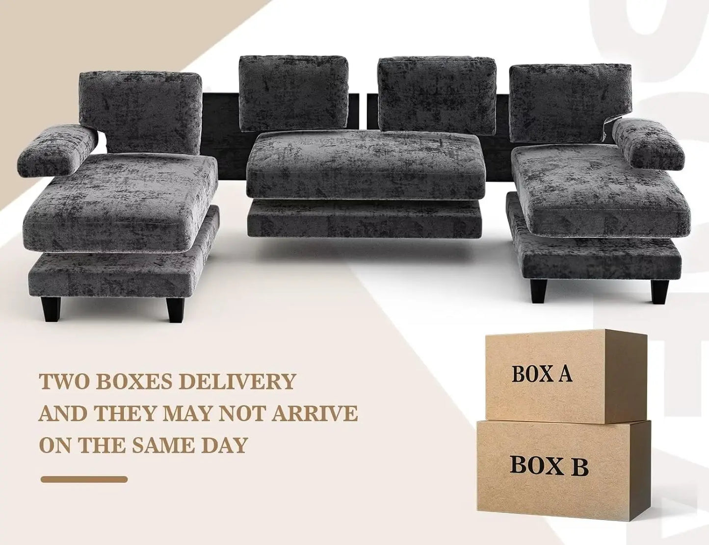 U Shaped Sectional Sofa 111 Inch Modular Couch Double Chaise Living Room