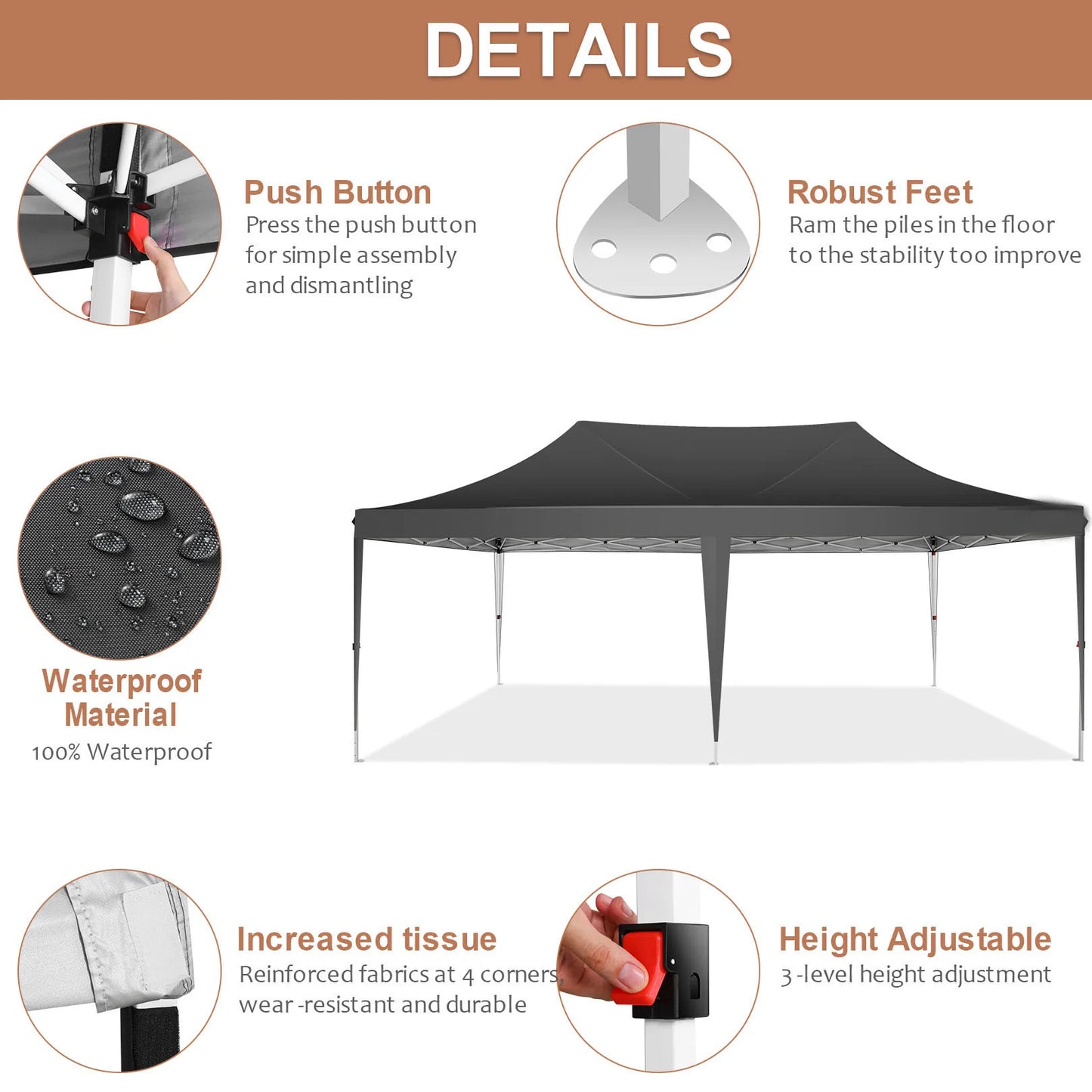 10x20 Pop Up Canopy Tent Wedding Party Outdoor Gazebo with Sidewalls