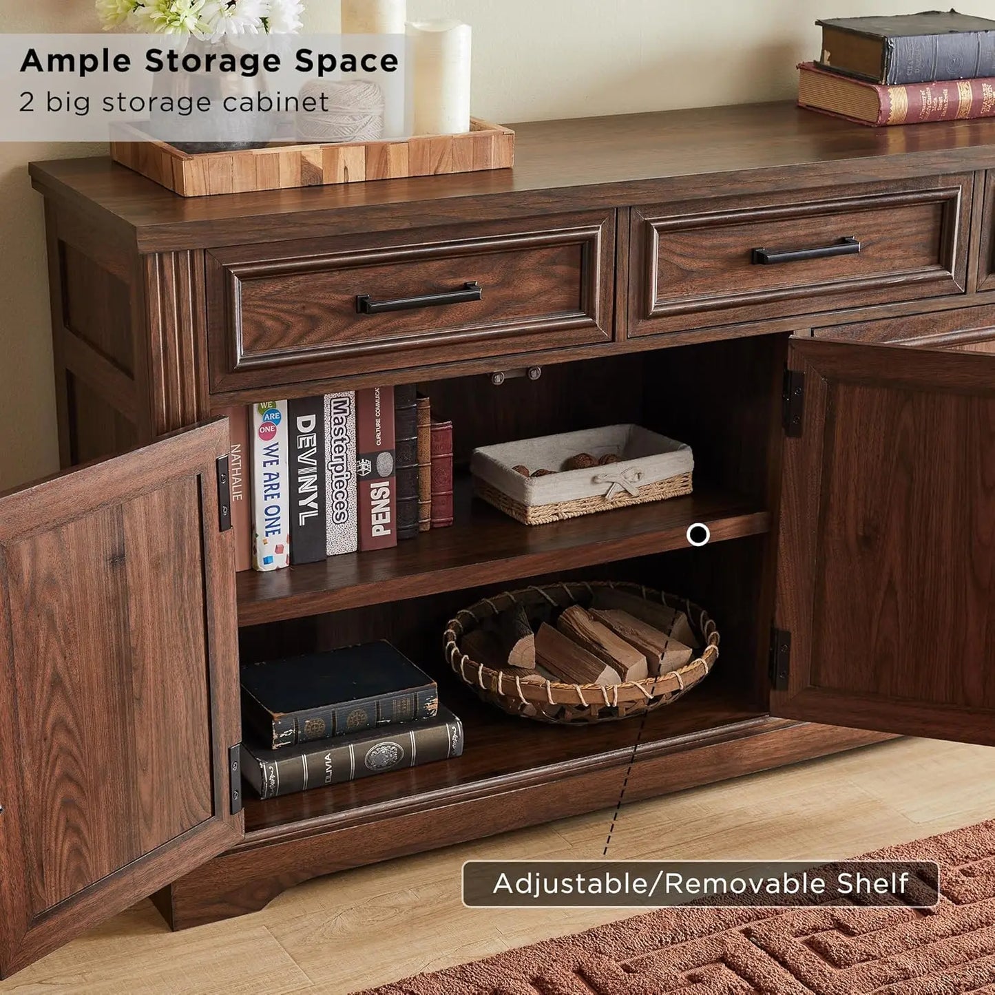 TV Stand for 75 Inch TVs 66 Wide Entertainment Center Media Console