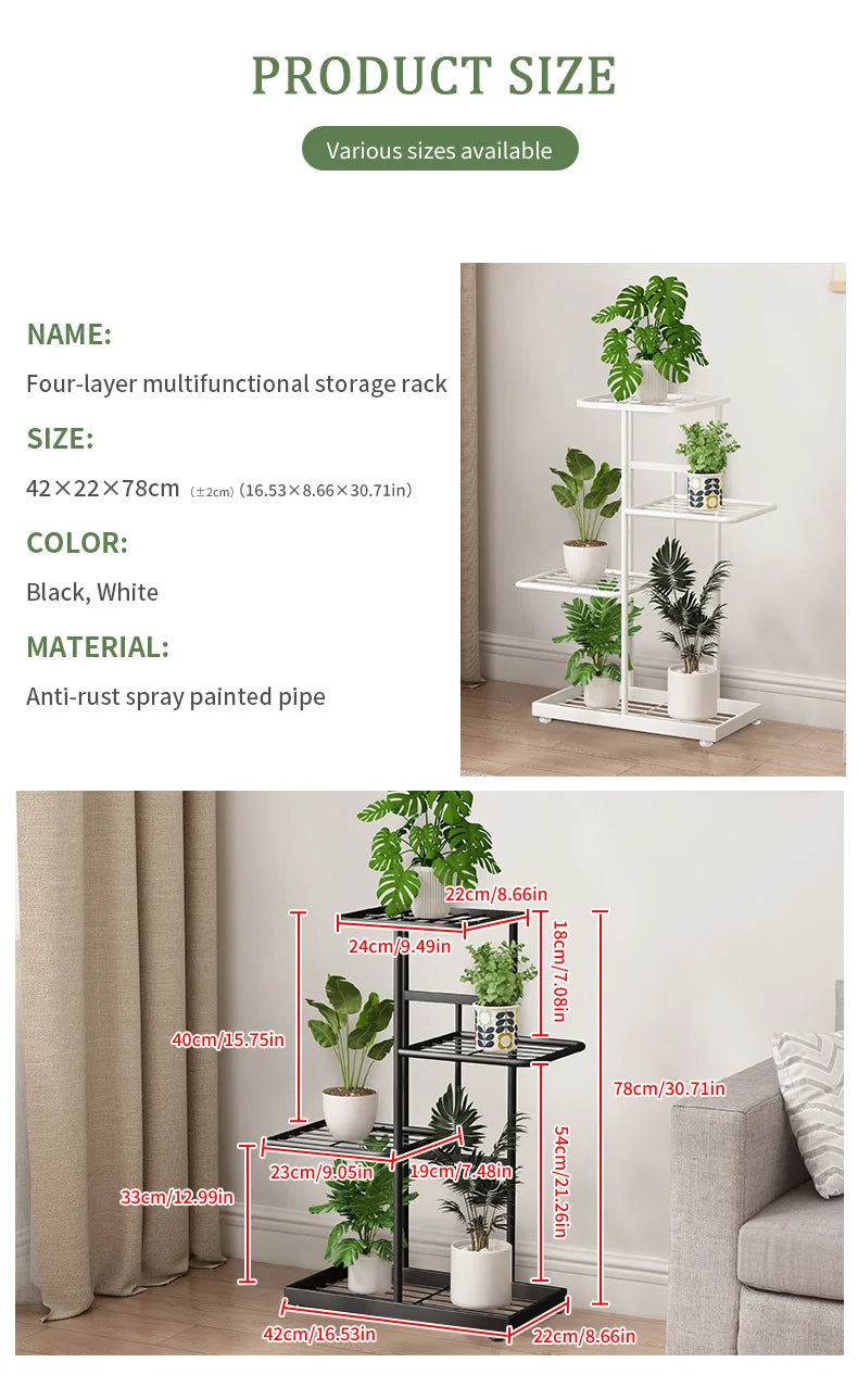 Ljustra Flower Stand Rack Metal Plant Holder Organizer for Home Garden