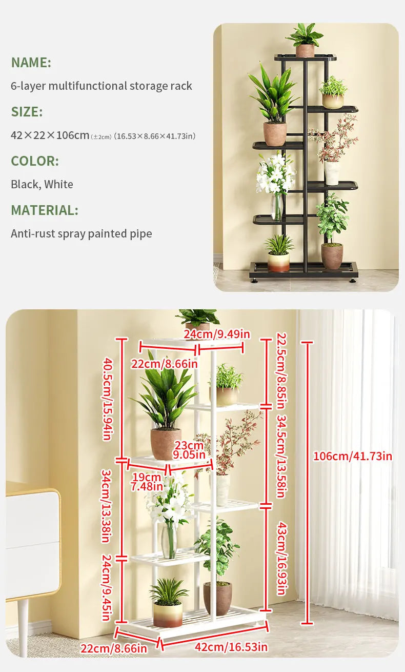Ljustra Plant Shelves Iron Potted Flower Stand Indoor Outdoor Organizer