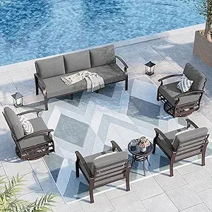 Ljustra Aluminum Patio Furniture Set 7-Seat Outdoor Conversation Set