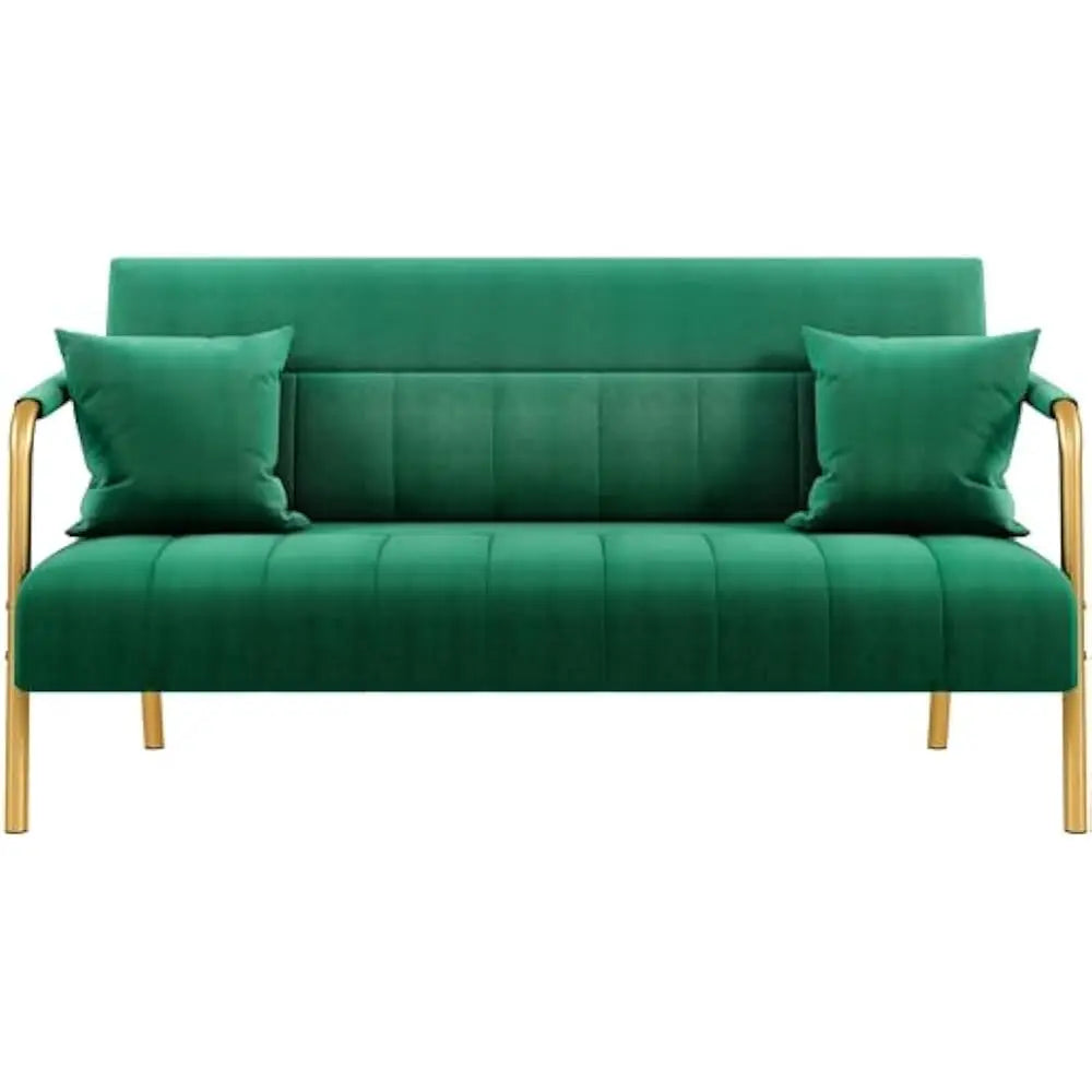 Ljustra 56.5" Luxurious Velvet Sofa with Gold-Tone Metal Arms and Legs
