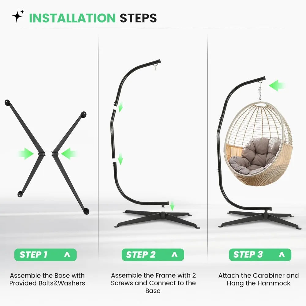 Heavy Duty Hammock Chair Stand for Porch Swing Relaxation