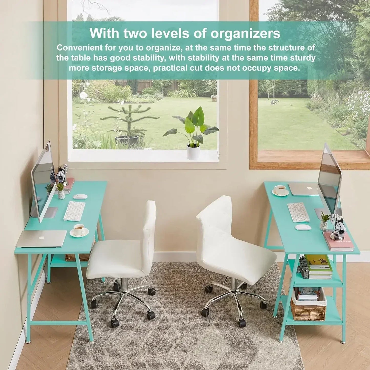 Ljustra 43 Inch Home Office Writing Desk Workstation with Storage Hutch