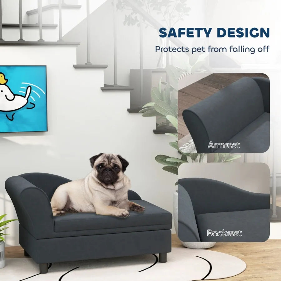 PawHut Pet Sofa Bed Couch with Storage for Small Dogs and Cats