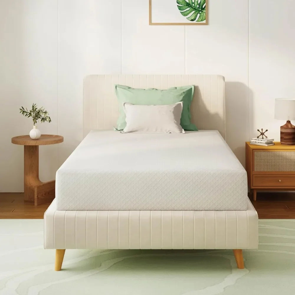 Ljustra TwinXL 10 Inch Green Tea Memory Foam Mattress Removable Cover