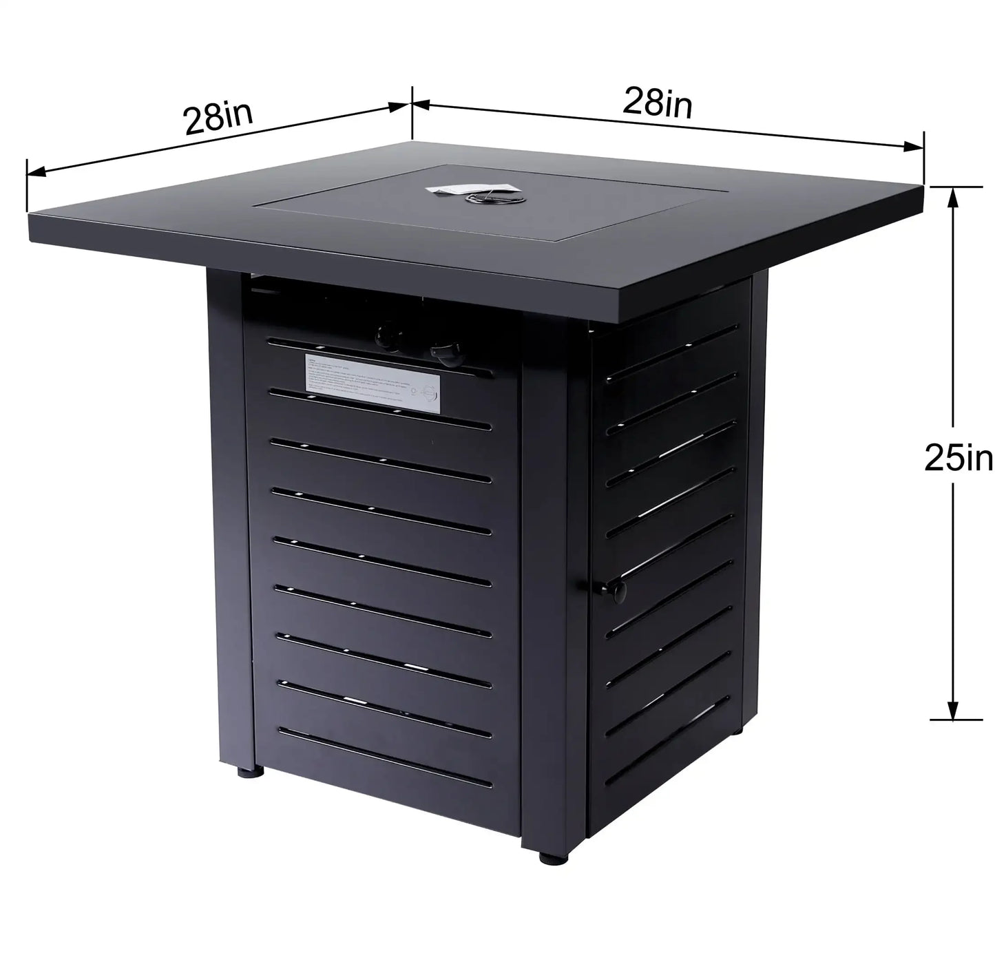 28 Inch Square Propane Gas Fire Pit Table 50000 BTU with Cover Rocks