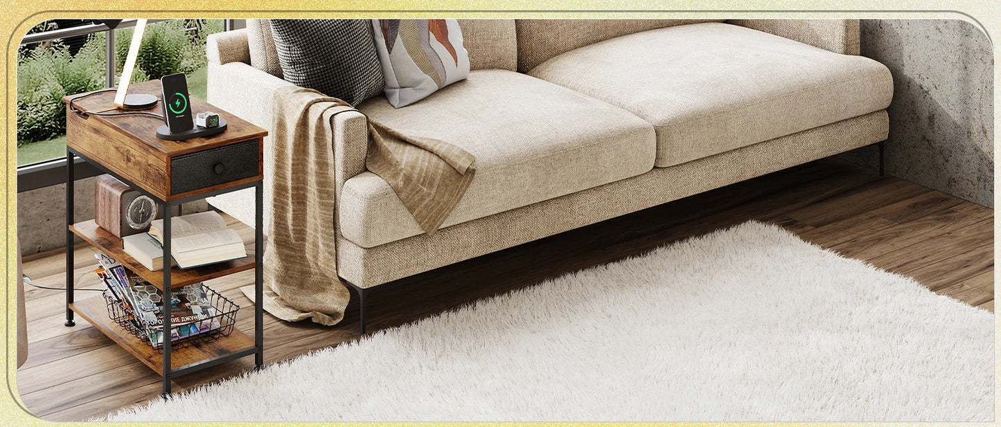 Side Table Set of 2 C Shaped End Tables for Living Room Bedroom Office