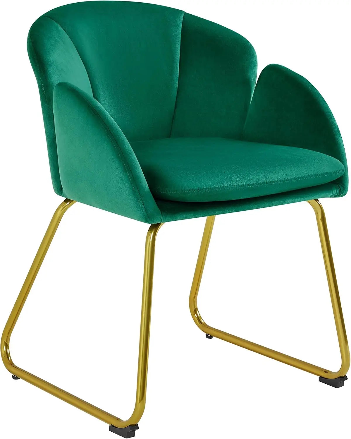 Modern Flower Velvet Vanity Chair with Golden Metal Legs for Home