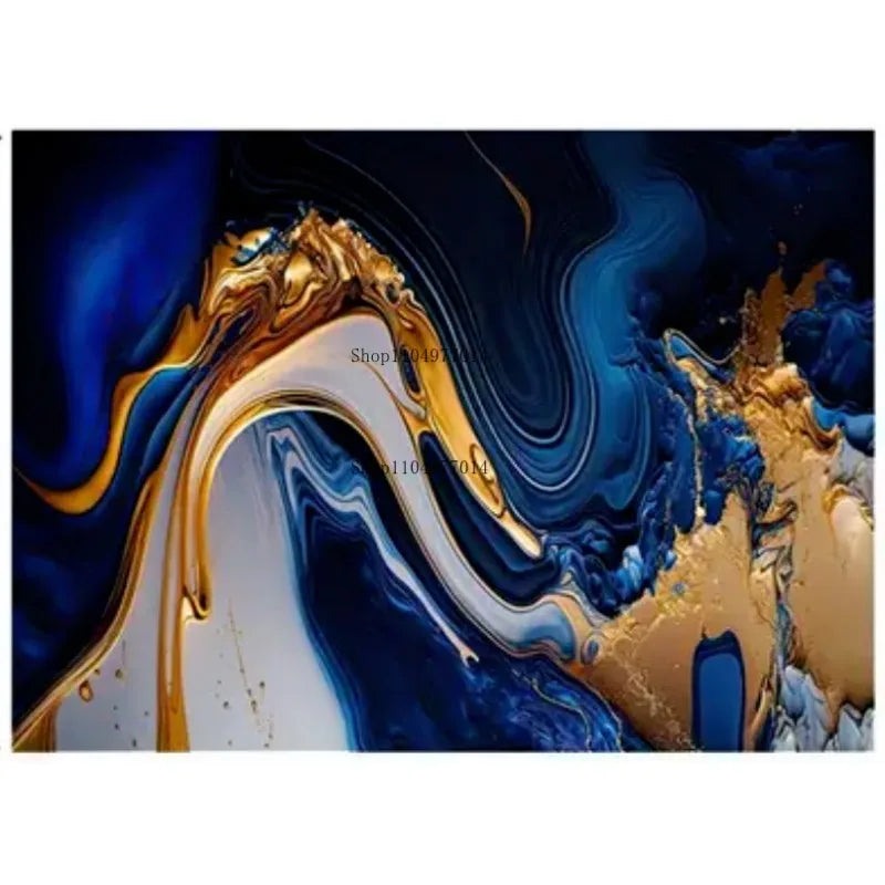 Blue Marble Pattern Non-Slip Area Rug for Living Room Bedroom Patio