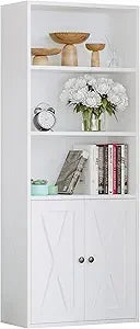 Industrial Bookshelves with Doors 5 Shelf Display Storage Home Decor