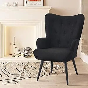 Grey Velvet Accent Chair Wingback Modern Living Room Furniture