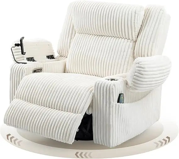 Dual Motor Power Oversized Swivel Rocker Recliner Chair with Heat