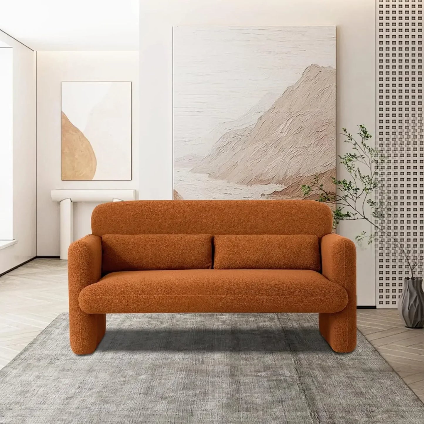 Modern Accent Chair Sherpa Lamb Fabric Upholstered Living Room Chair