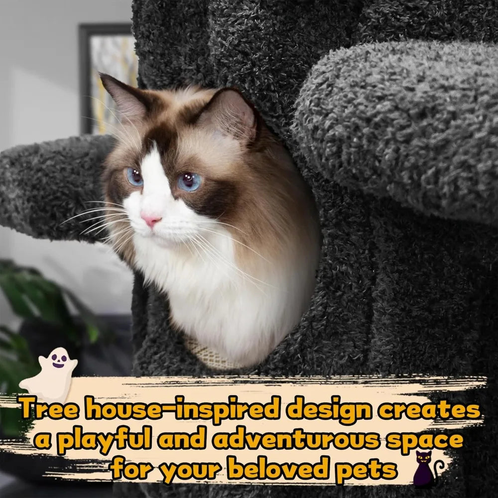 Super Large Cat Tree 88.6 Inches Multi-Level Plush Cat Tower Scratching Post