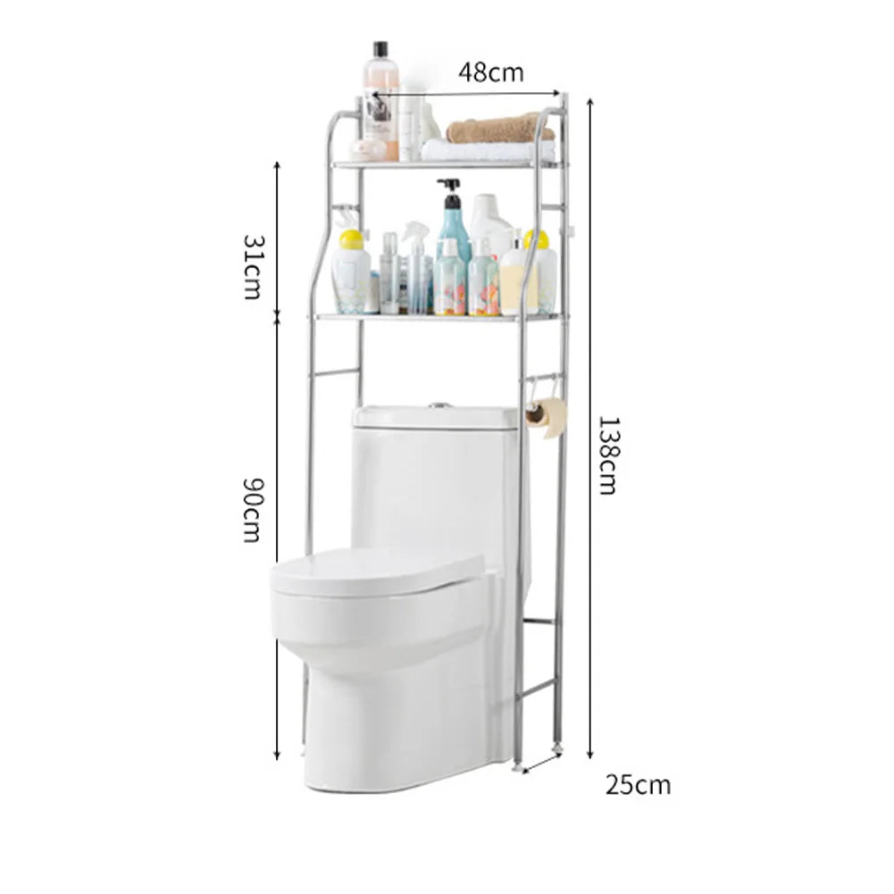 Ljustra Over Toilet Storage Metal Organizer Rack Bathroom Shelf Towel Hooks