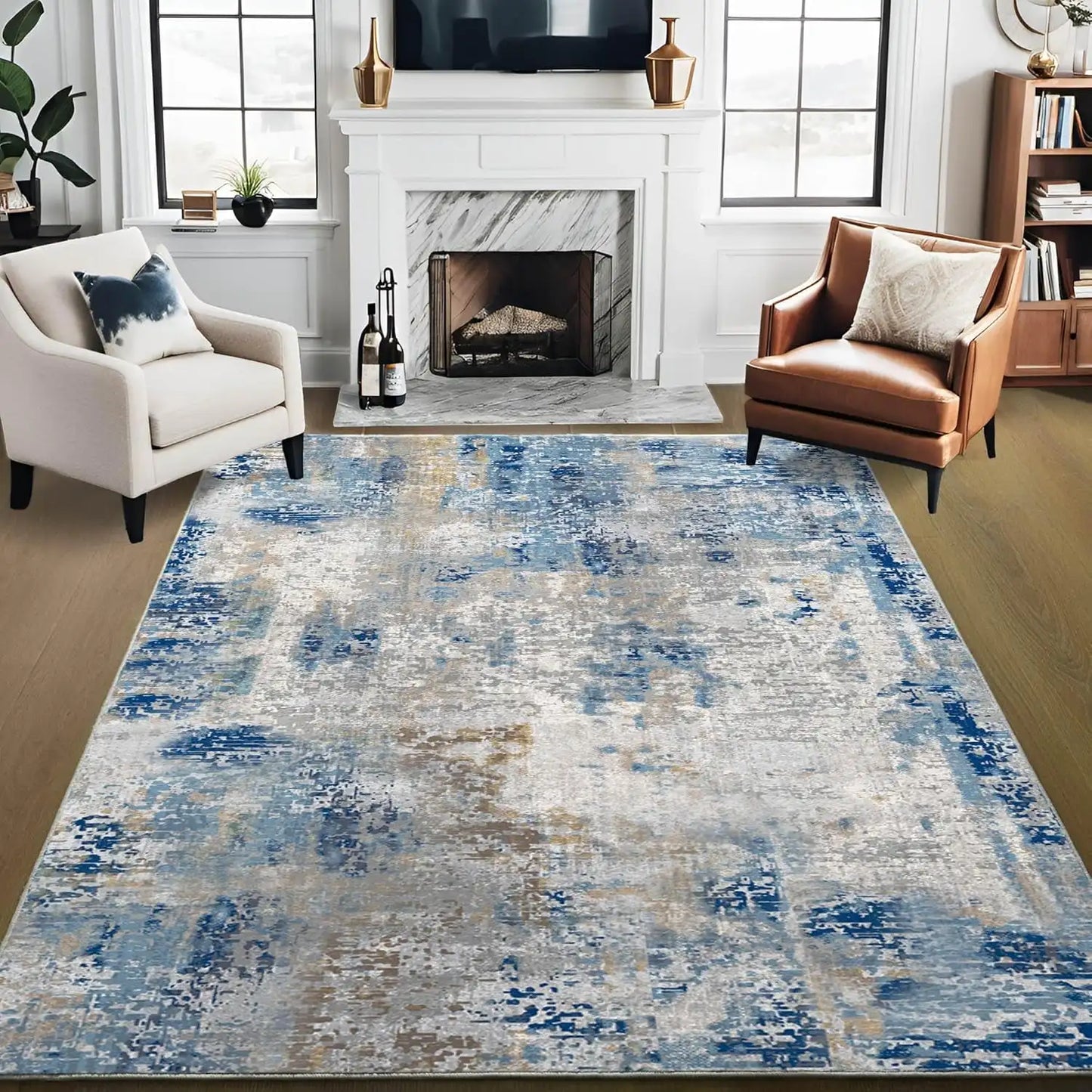 Modern Abstract Fluffy Area Rug for Living Room Bedroom Home Decor