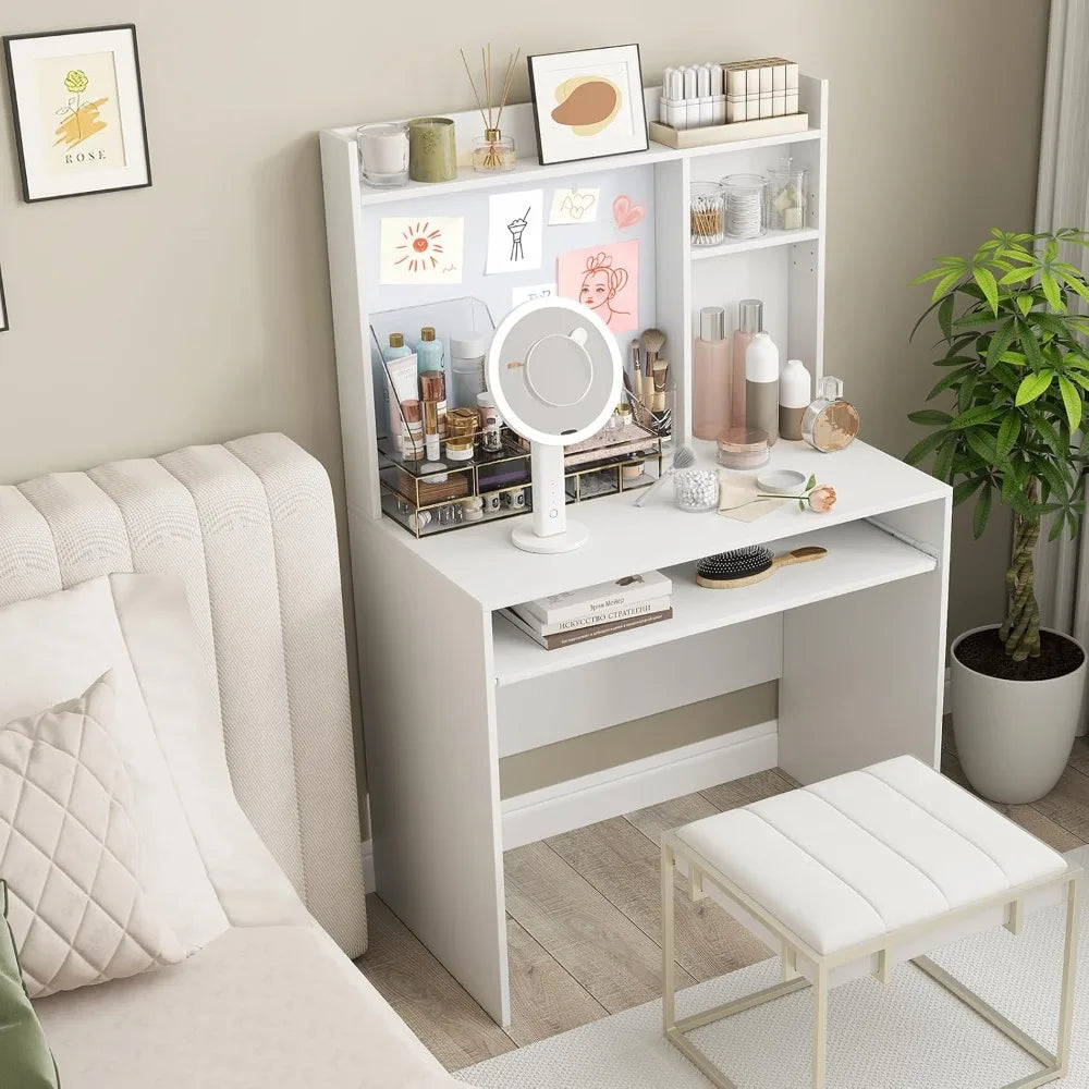 Ljustra Space Saving Computer Desk with Hutch and Magnetic Whiteboard