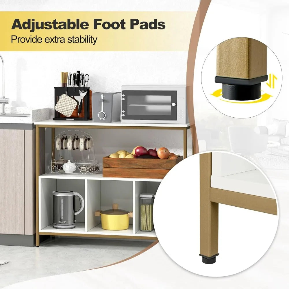 Buffet Cabinet Sideboard Storage Open Shelf 3 Cubbies Modern Table