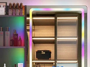 RGB Vanity Makeup Desk with 6 Drawers Smart Lighting and Charging Station