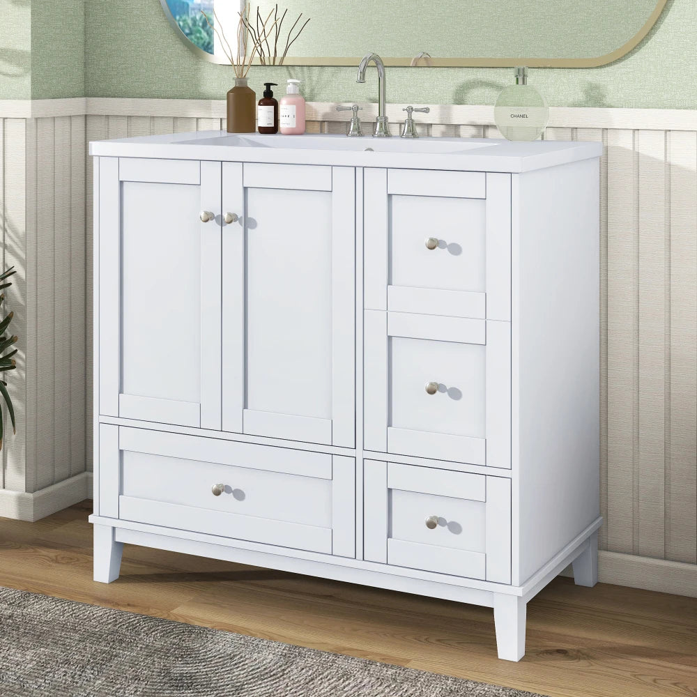 36 Inch Modern Bathroom Vanity with USB Charging and Ample Storage