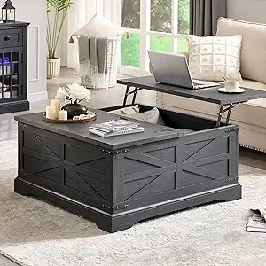 Farmhouse Lift Top Coffee Table with Hidden Storage Rustic Design