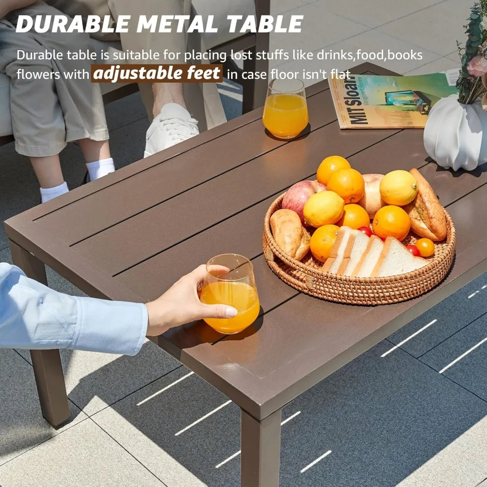 Ljustra 4 Piece Modern Metal Outdoor Patio Furniture Set with Rocking Chairs