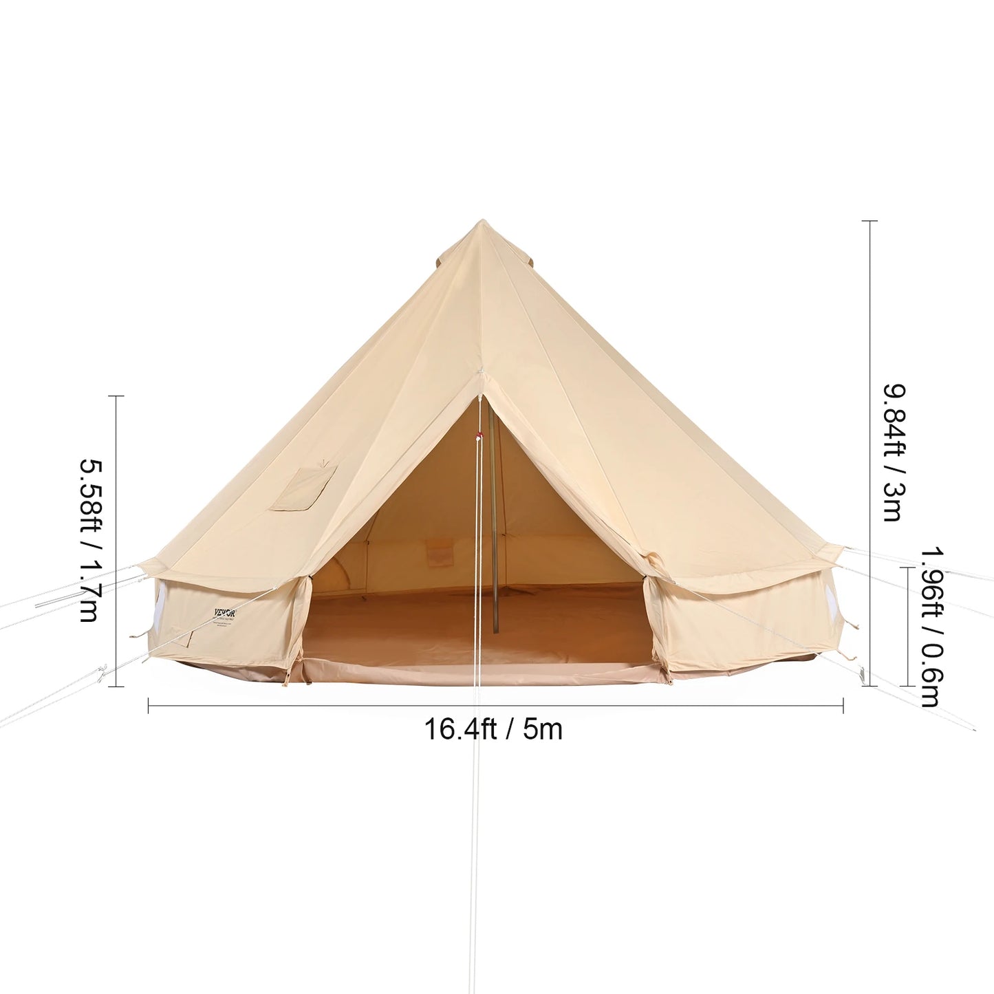 Ljustra Canvas Bell Tent 5m Yurt Tent for 8 People Camping Stove