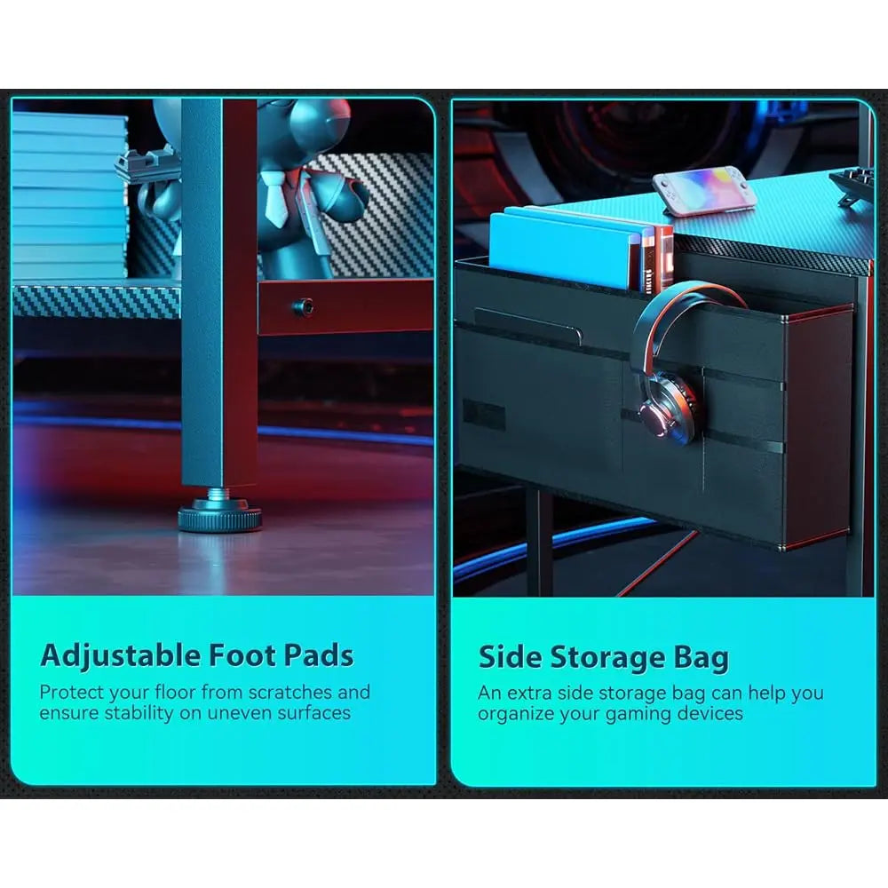 L Shaped Gaming Computer Desk with Power Outlets Corner Desk Small Space