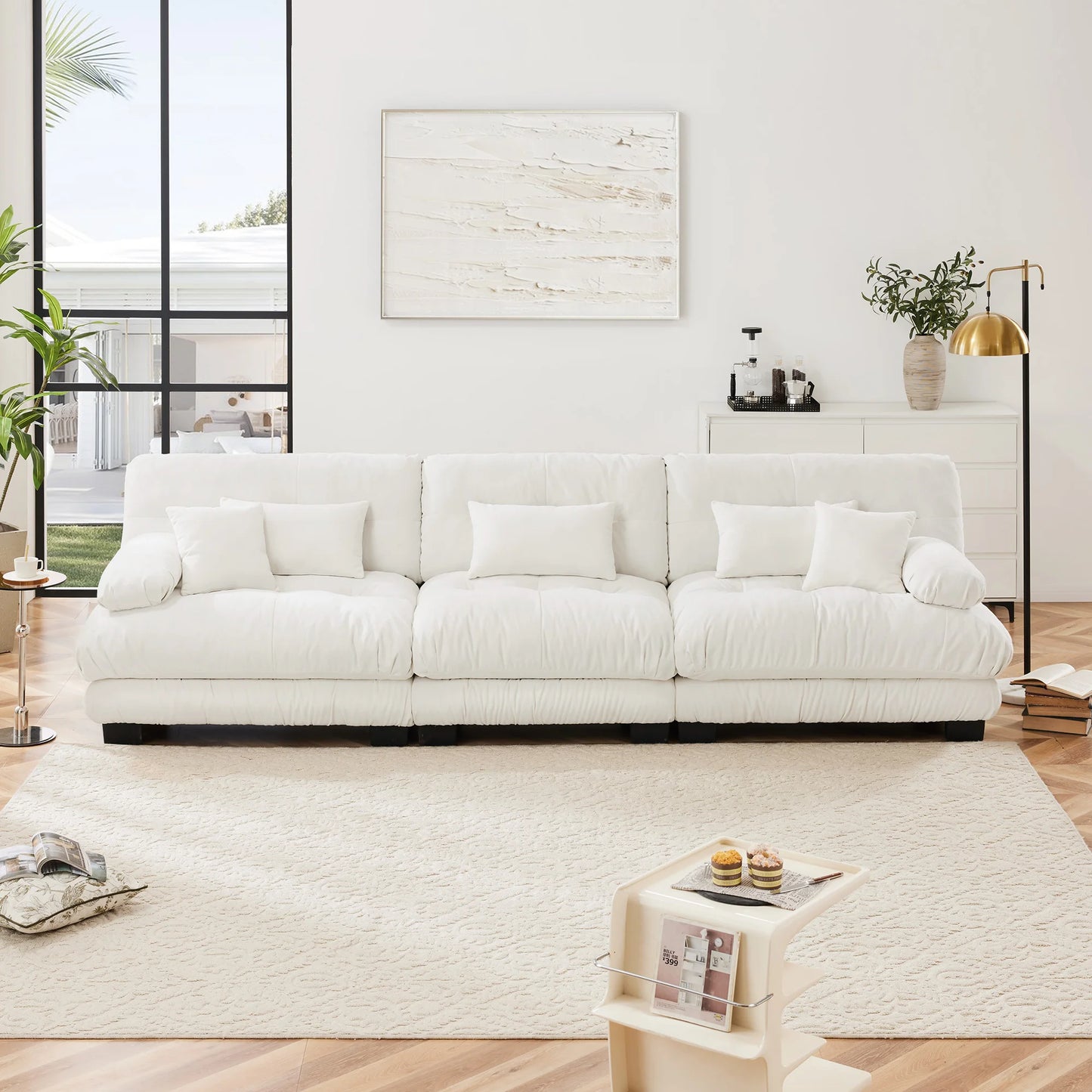 Premium 3 Seat Modular Sectional Sofa Deep Seat Chenille Couch