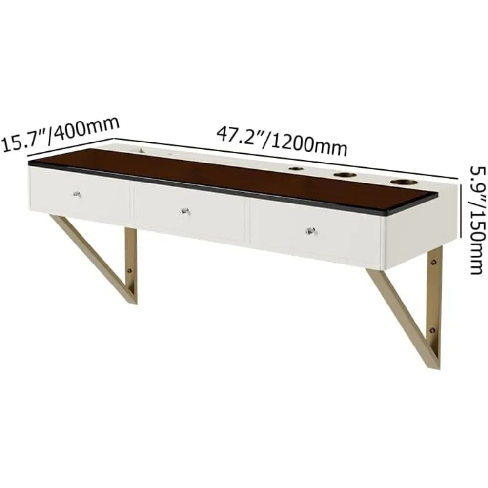 Floating Makeup Vanity Wall Mounted Tempered Glass Modern Design