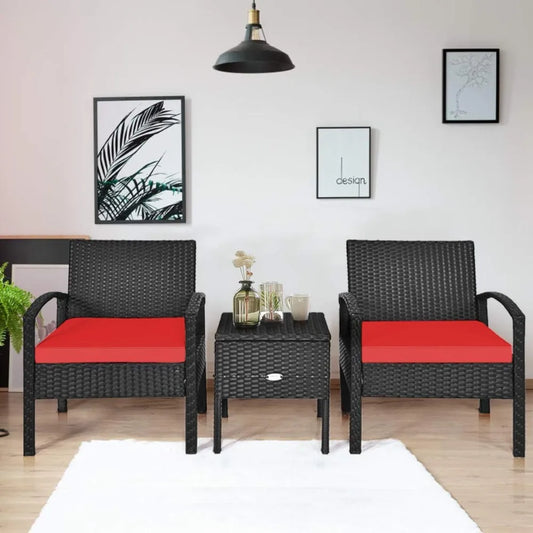 Ljustra Rattan Patio Furniture Set 3 Pieces Wicker Conversation Set