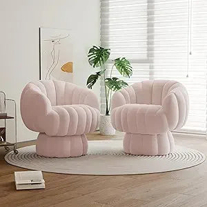 Mid Century Modern 360 Degree Swivel Accent Chair Set of 2 Velvet Armchair