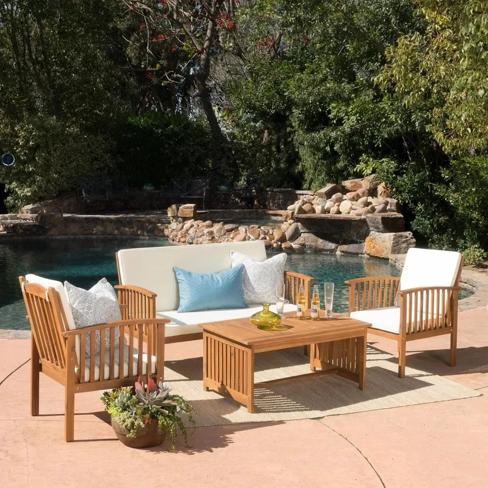 Carolina Outdoor Acacia Sofa Set 4-Piece Garden Furniture Set